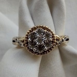 Vintage Bridal Style Vermeil Gold Plated CZ Sterling Silver Ring / Size Seven